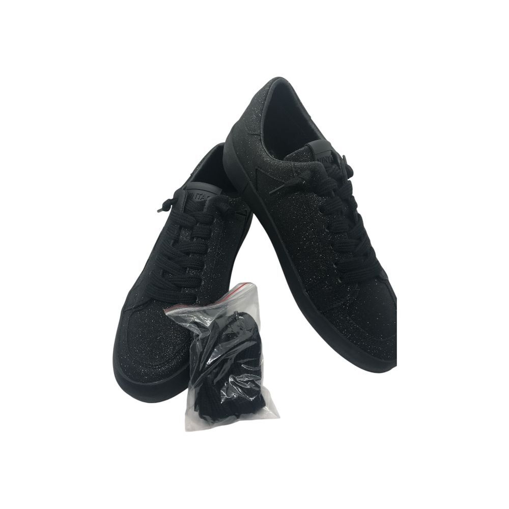 Vintage Premium Design Black Full Glitter lace up Sneakers Womens 8‎